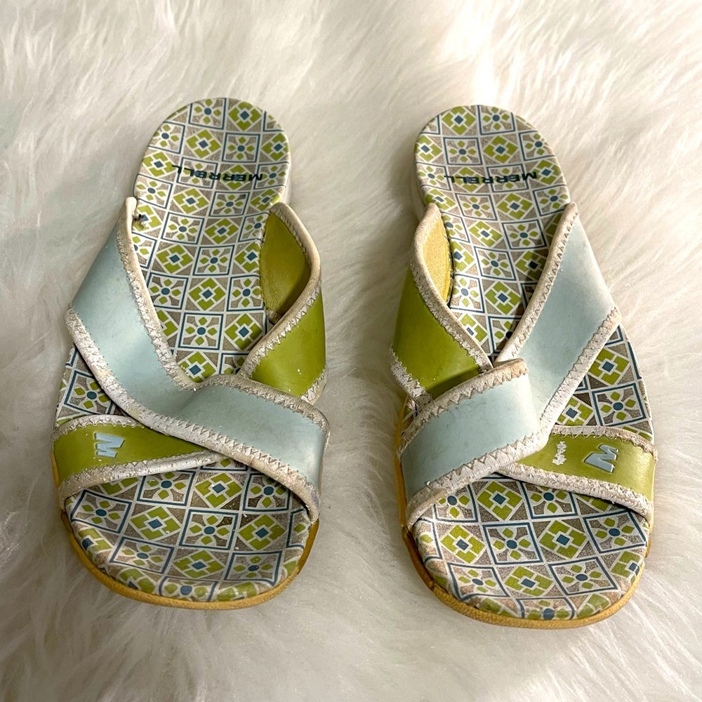 Merrell blue green slides